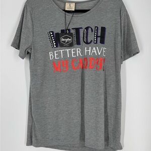 Gray Graphic T-Shirt with Bold Text NWT